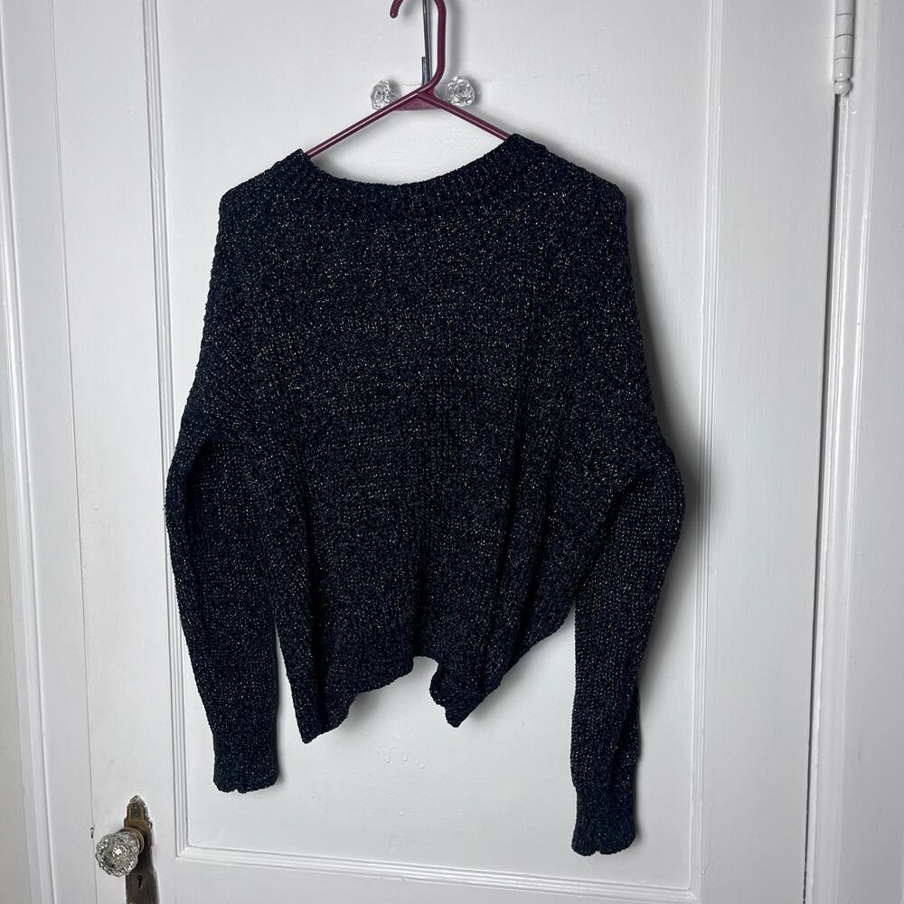 Sage the Label Women's Black Open Back Slouchy Twist Chunky Sweater Small NEW